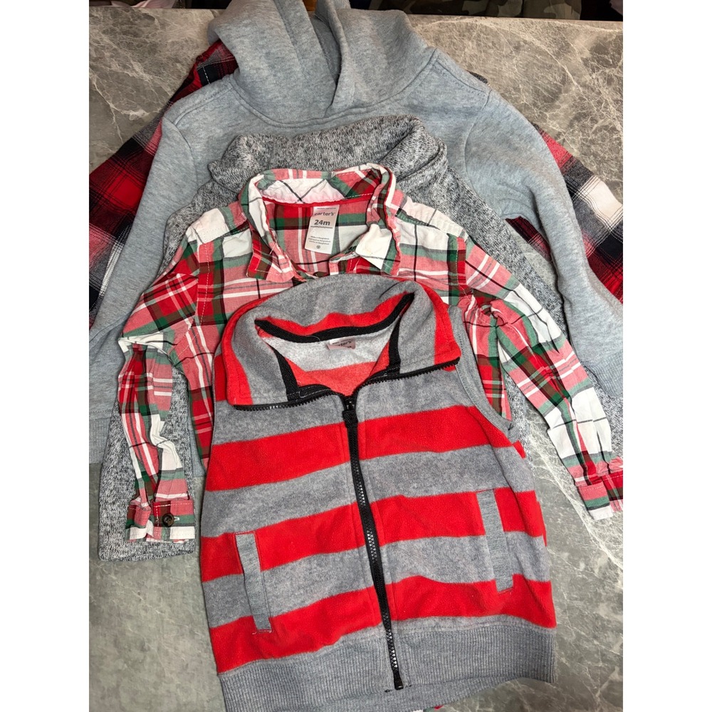 Mixed Brands | Toddler Boy Winter Bundle 5pc Vest Hoodie Flannel | 24M 2T ||